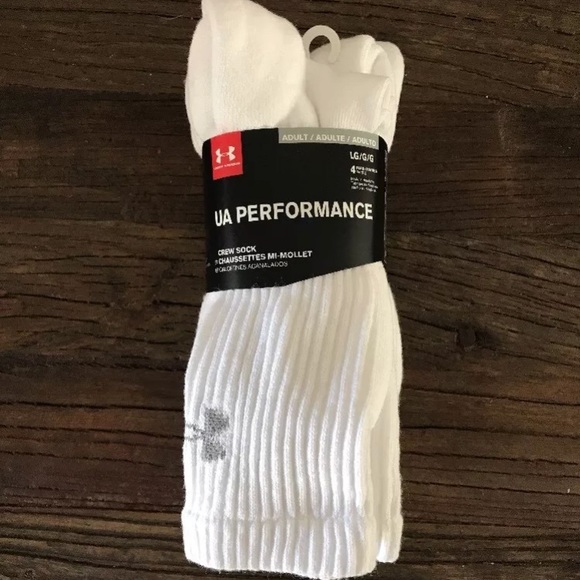 3-PAIRS UNDER ARMOUR Men/'s 80/% Cotton Crew Socks//Black White Large Shoe 9-12.5